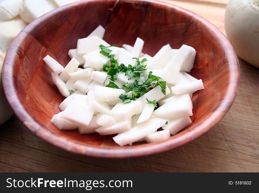 A salad of fresh radish