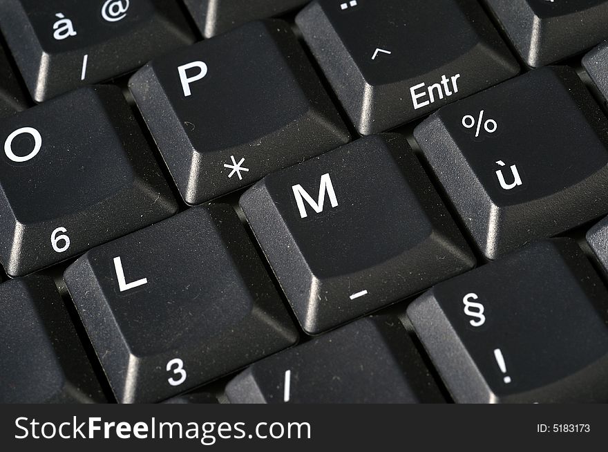 Computer laptop keyboard close up