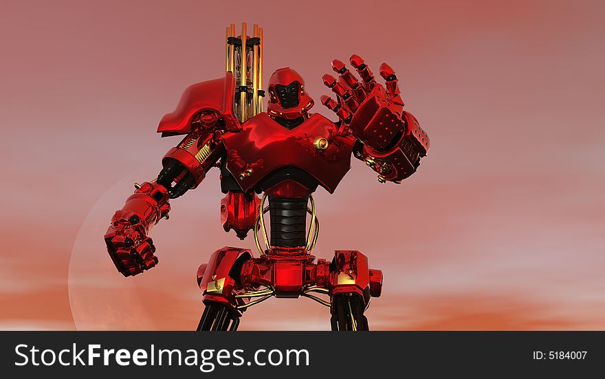 Cgi render of battle robot