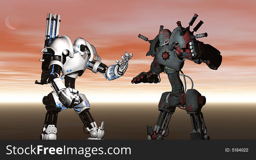 Cgi render of battle robots