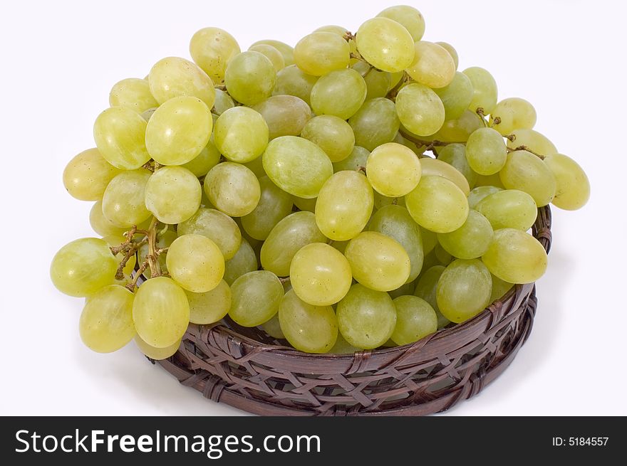 Green Grapes In Basket.