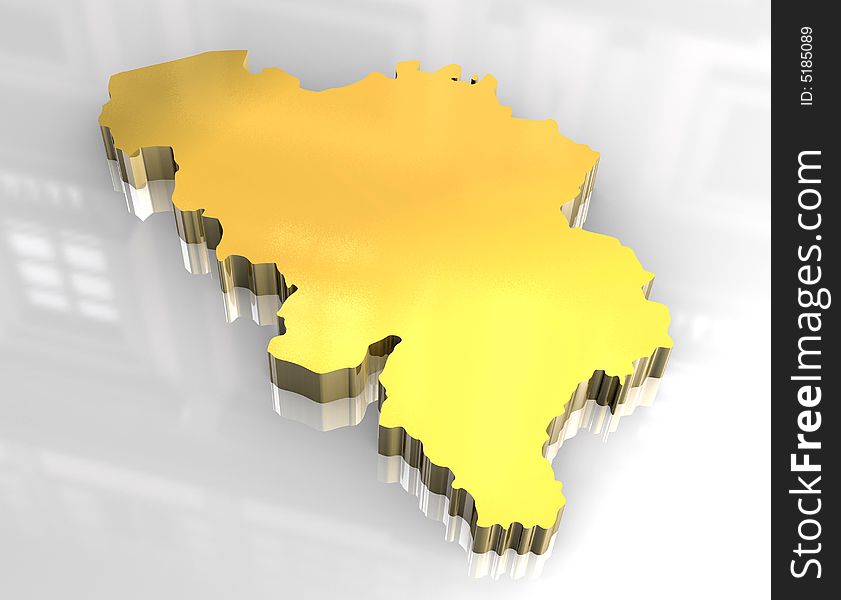 3d Golden Map Of Belgium