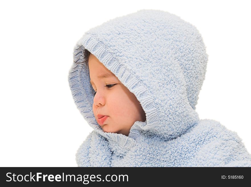 Offended little boy on white background. Offended little boy on white background