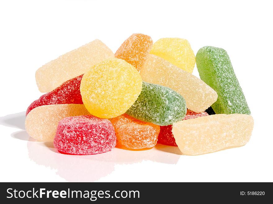 Multicoloured gums isolated on a white background. Multicoloured gums isolated on a white background