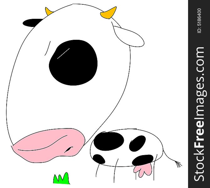 Funny illustration of a cow.