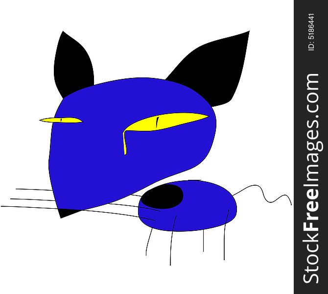 Illustration of a blue cat.