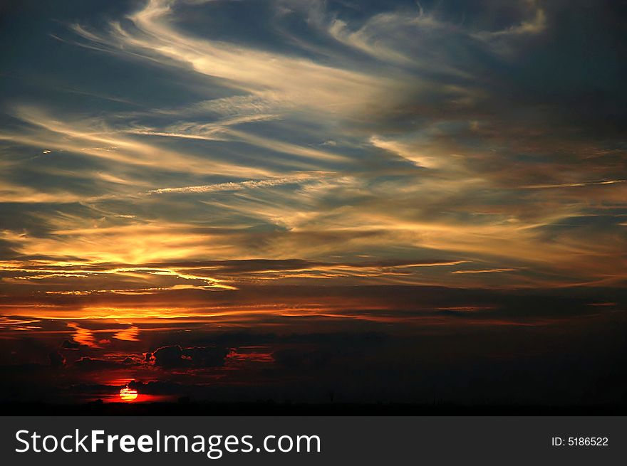 Sunset over a city - Prague