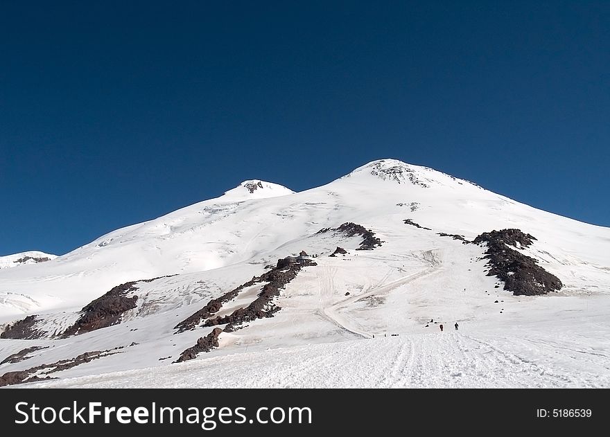 Kazkaz, photography western and eastern peaks of Mount Elbrus