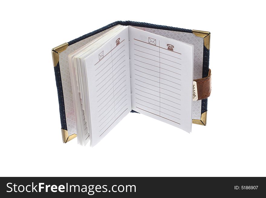 The opened notebook on a white background