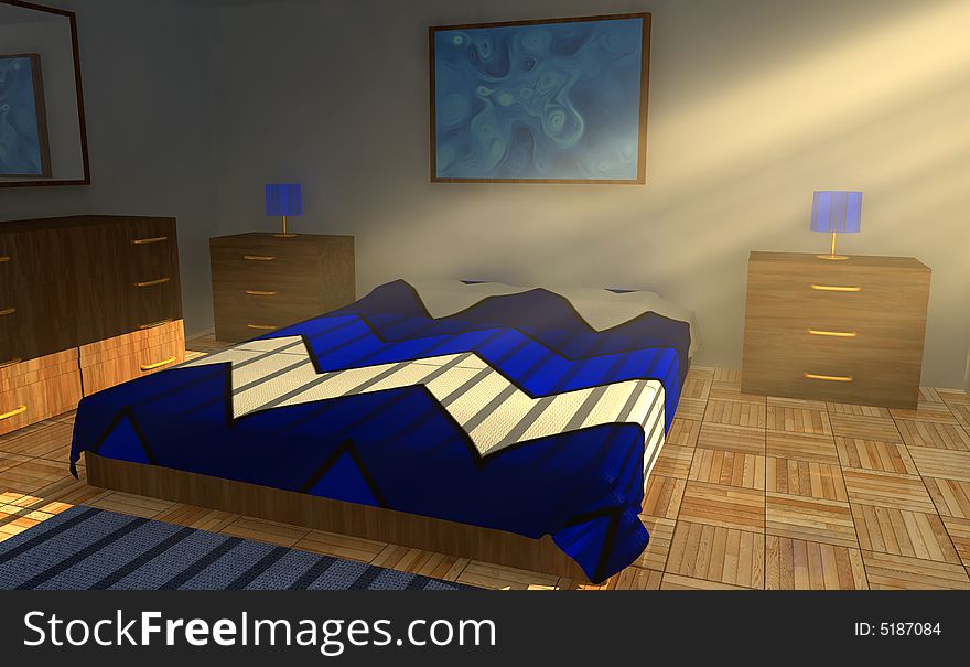 A image of a bedroom with raylights