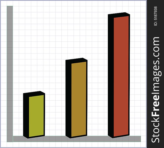 A scale bar chart vector represents growth.