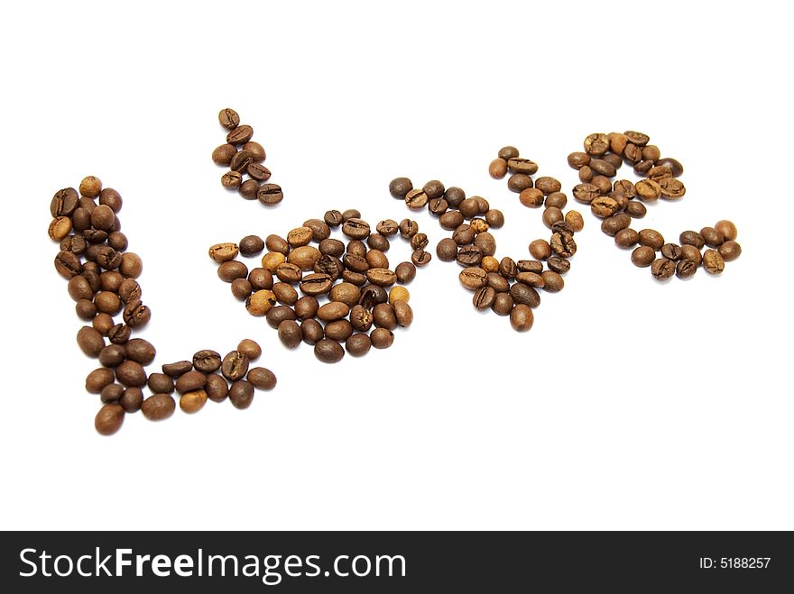 The word love of coffee beans