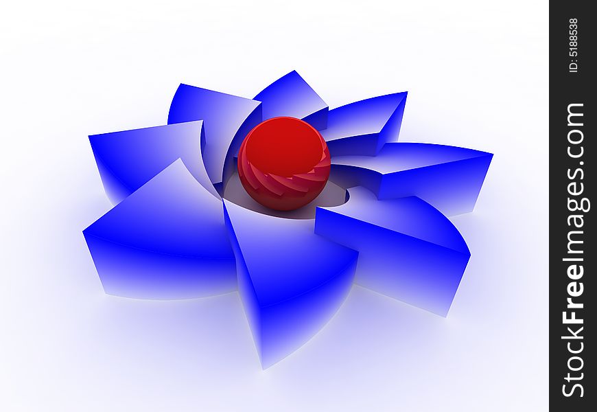 3D isolsted blue abstract flower