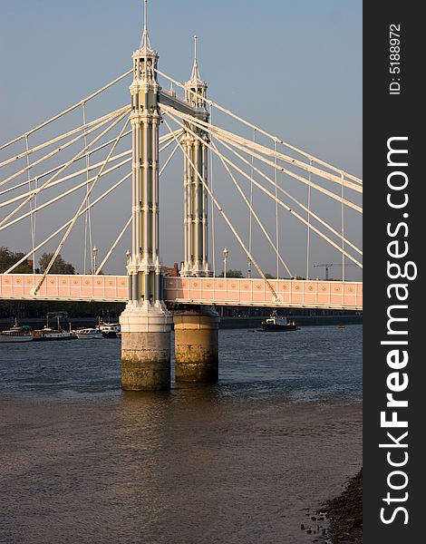 Albert Bridge Pylon detail, taken shortly before sundown.