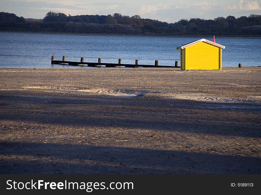 Yellow beach hut in germany