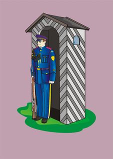 Soldier With Sentry-box Royalty Free Stock Image Soldier With Sentry-box Royalty Free Stock Image