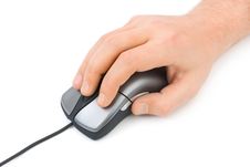 Hand And Computer Mouse Royalty Free Stock Photography