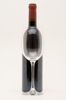 Red Wine Bottle With Empty Glass In Front Stock Photos Red Wine Bottle With Empty Glass In Front Stock Photos