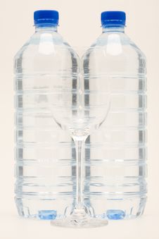 Water Bottles With Wine Glass Stock Photo Water Bottles With Wine Glass Stock Photo