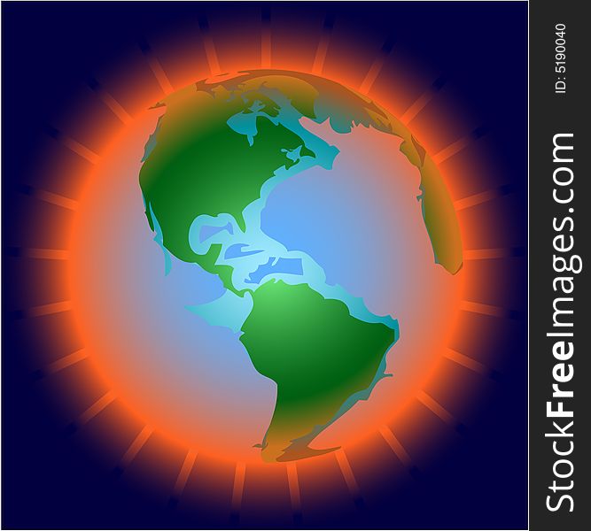 The globe, northern and southern America