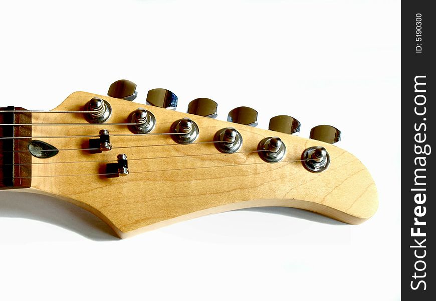 Photo of electric guitar maple head. Photo of electric guitar maple head