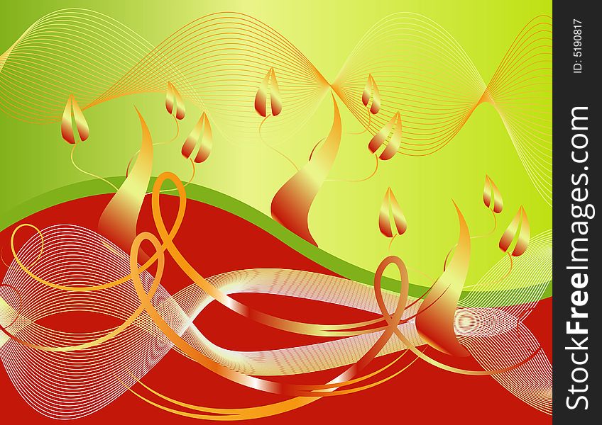 Golden Leaves are Featured in an Abstract Illustration. Golden Leaves are Featured in an Abstract Illustration.