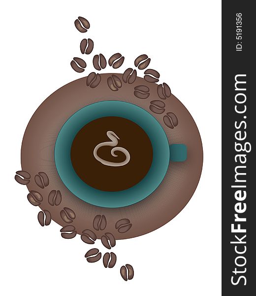 Coffee cup with coffee beans drawn in Illustrator CS2. Coffee cup with coffee beans drawn in Illustrator CS2.