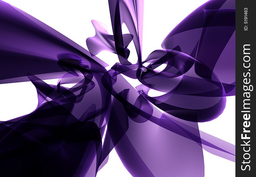 An abstract 3D rendering of an purple glass object. An abstract 3D rendering of an purple glass object.