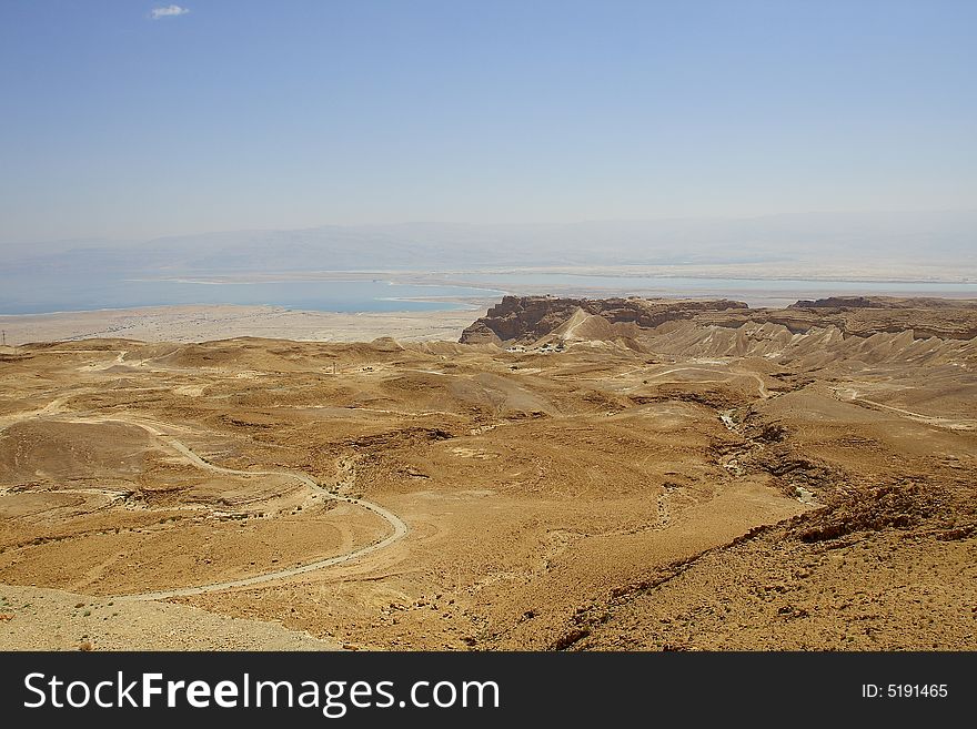 Israel. Fortress Masada located between Judean desert and the Dead sea. Israel. Fortress Masada located between Judean desert and the Dead sea.