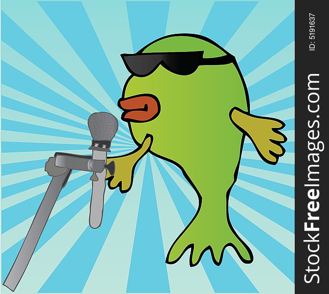 A cool looking fish steps up to the microphone. A cool looking fish steps up to the microphone.