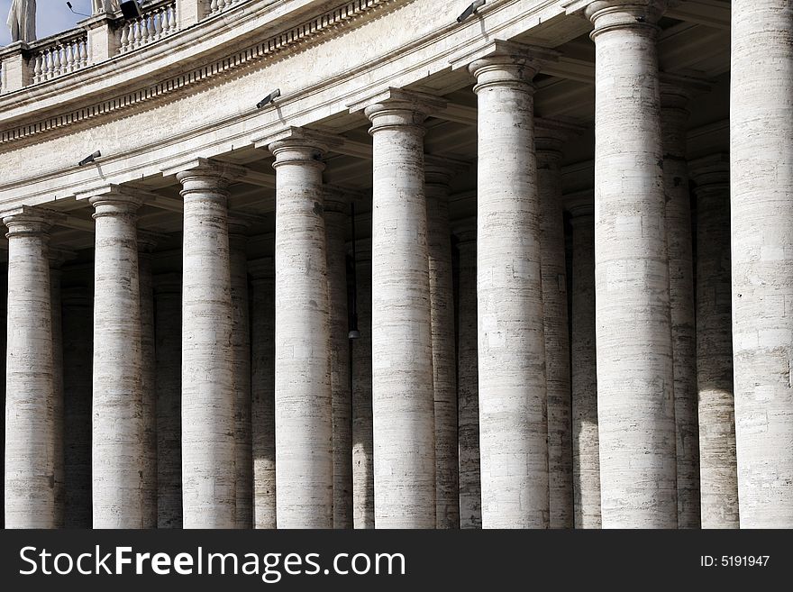 Columns Of The Basilica At St. Peter's Square In Rome, Italy. Columns Of The Basilica At St. Peter's Square In Rome, Italy