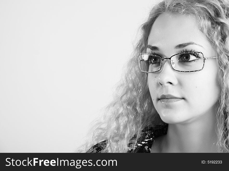 Beauty portrait of young business woman at white background. Beauty portrait of young business woman at white background