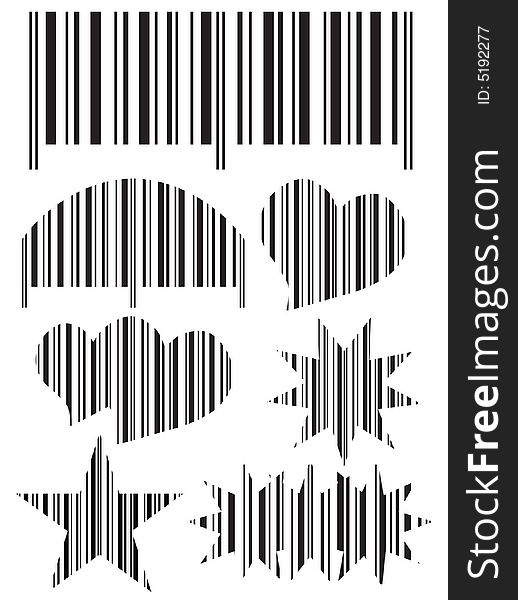 Illustration of barcode, different shapes