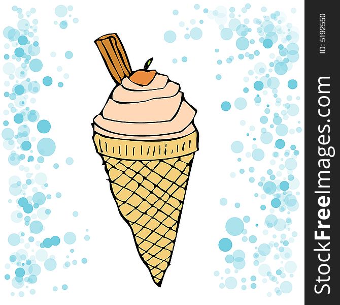 An ice cream cone vector illustration. An ice cream cone vector illustration.