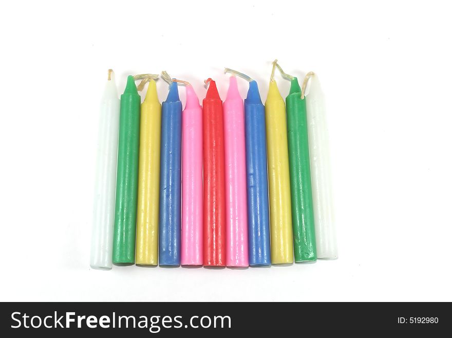 Color candles isolated on white background. Color candles isolated on white background