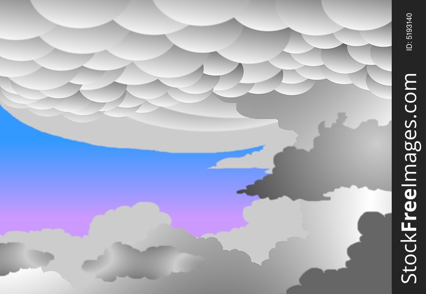 Surrealistic illustration about typical mammatus Clouds of a violent Supercell Thunderstorm. Surrealistic illustration about typical mammatus Clouds of a violent Supercell Thunderstorm