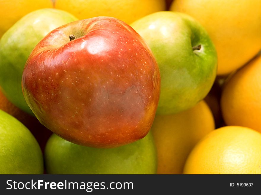 Red apple and other fruits