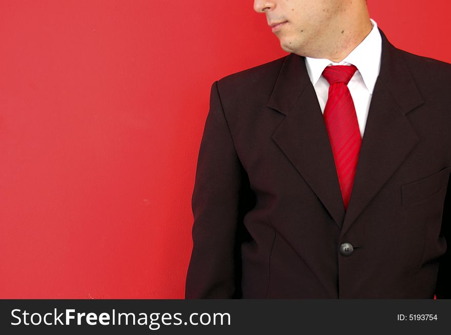 Business man  on the red background