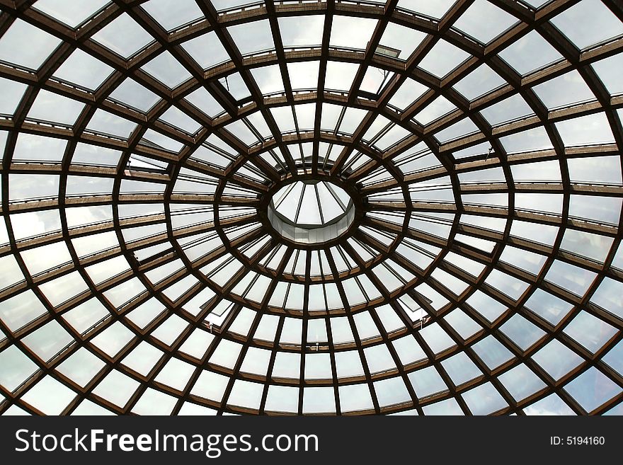 Glass roof with the open ventilating windows