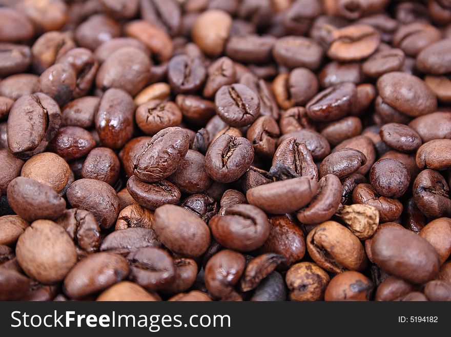 Background of brown coffee beans