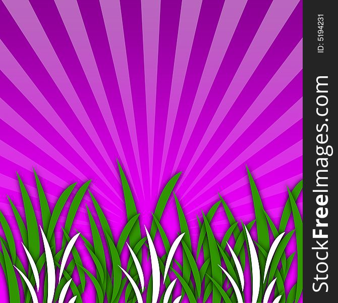 A Cartoon Grass Illustration on a Fucsia SunBurst BackGround. A Cartoon Grass Illustration on a Fucsia SunBurst BackGround