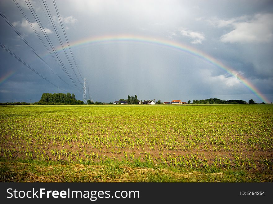 Power supply cables entering a rainbow