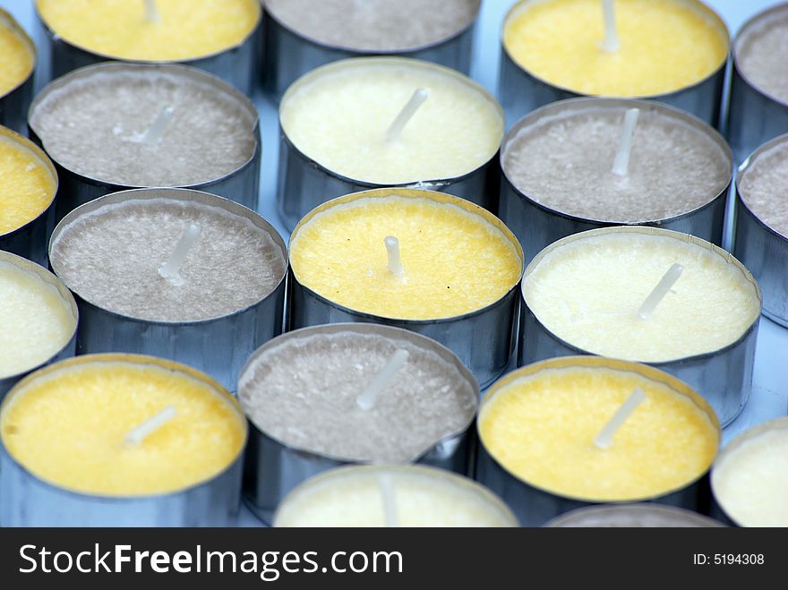 Close up shot of scented tealight candles. Close up shot of scented tealight candles