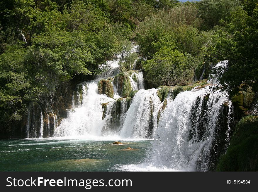 View on Krka waterfall, national park, in Croatia