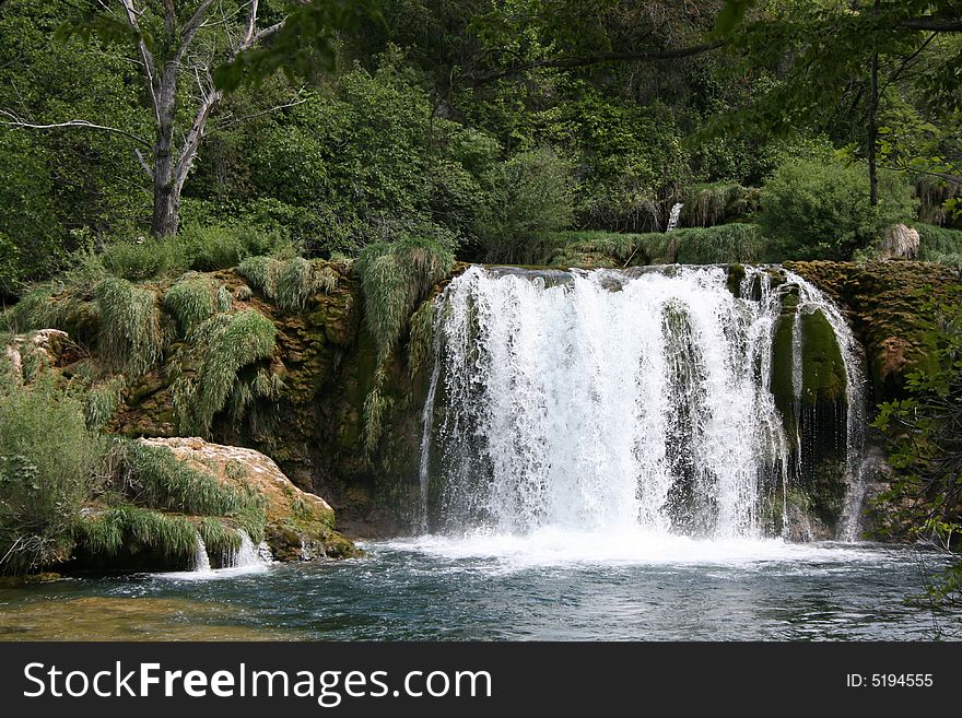 Viev on Krka waterfall, national park, in Croatia