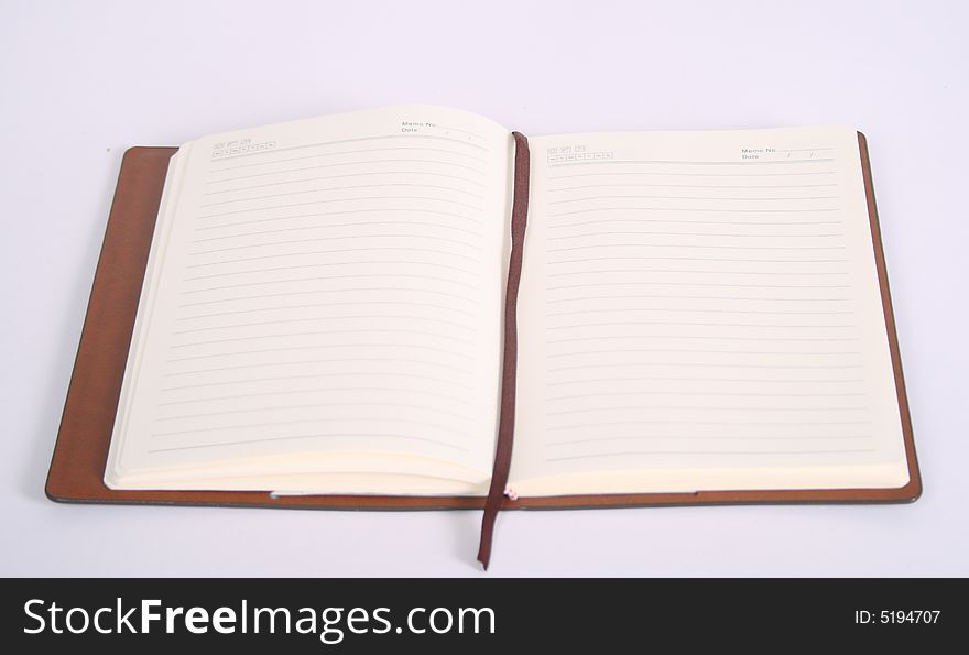 This is an open notebook on white,isolated white background.