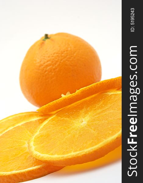 Oranges on a white background.