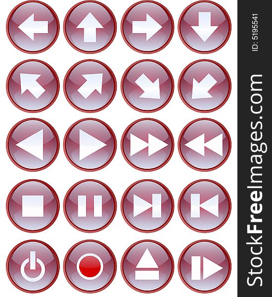 Shiny red buttons for media playing