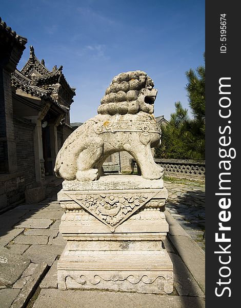 Stone sculpture lion at China. Stone sculpture lion at China