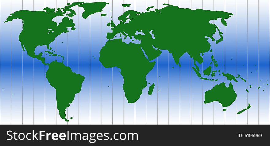 World map in green with grid